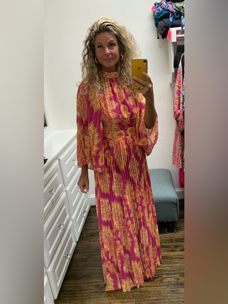 Nwt Flying Tomato Women's Pink Paisley Pleated Maxi Dress Size Small